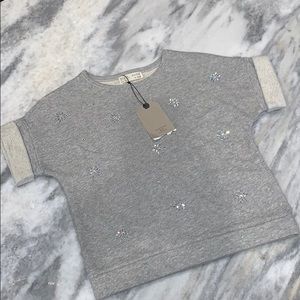 Nwt Zara girls cuffed embellished sweatshirt 7/8